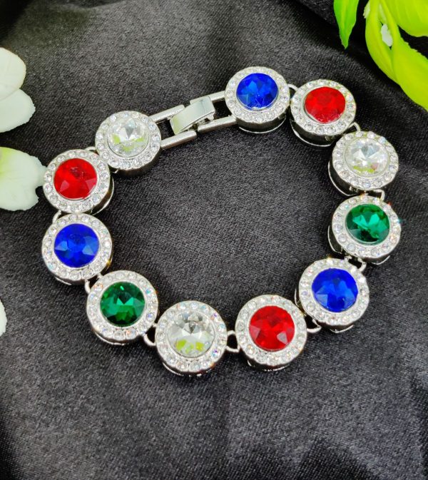 Imported multicolor gemstone bracelet with adjustable fit for women