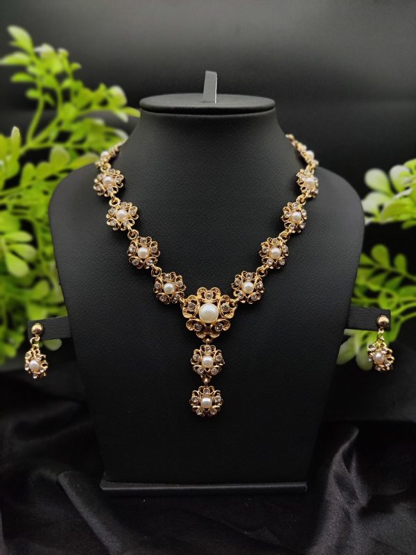 Imported Majestic Pearl Flower Necklace Set