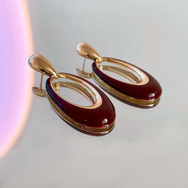 Gold-Plated Oval Drop Earrings – Elegant Lightweight Fashion Jewelry for Women in Pakistan
