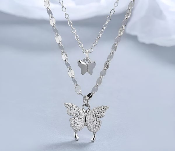 Korean Double-Layer Pendant Smart Butterfly Necklace