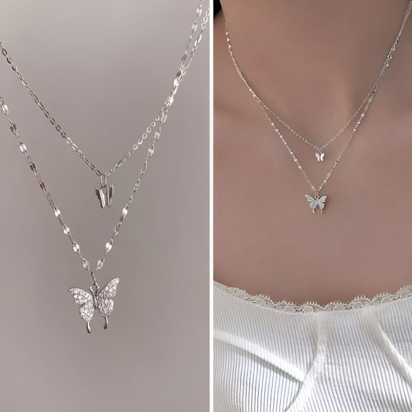 Korean Double-Layer Pendant Smart Butterfly Necklace