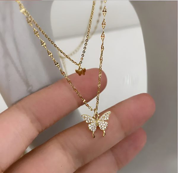 Korean Double-Layer Pendant Smart Butterfly Necklace