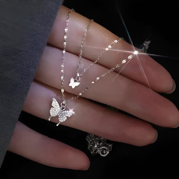 Korean Double-Layer Pendant Smart Butterfly Necklace