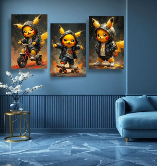 Metal Art Pikachu Wall Frame – Laser-Cut Pokémon Wall Decor for Kids Room or Gaming Zone – 8x11 Inches
