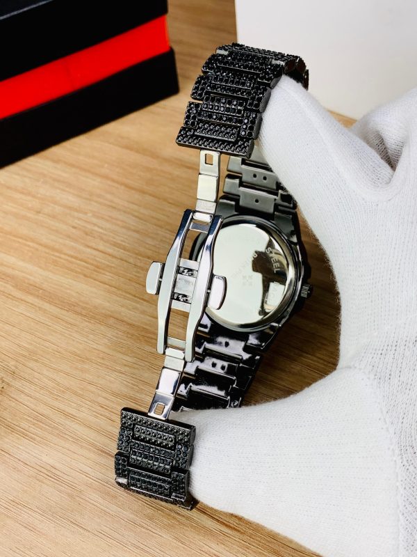 Blacked Iced Out Stainless Steel Chain Watch