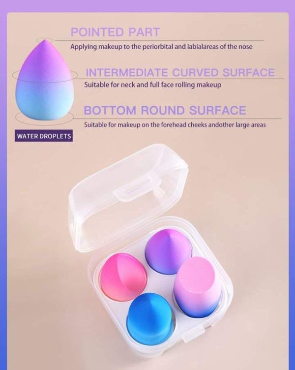 Pack of 4 Beauty Blenders with Plastic Case – Random Colors