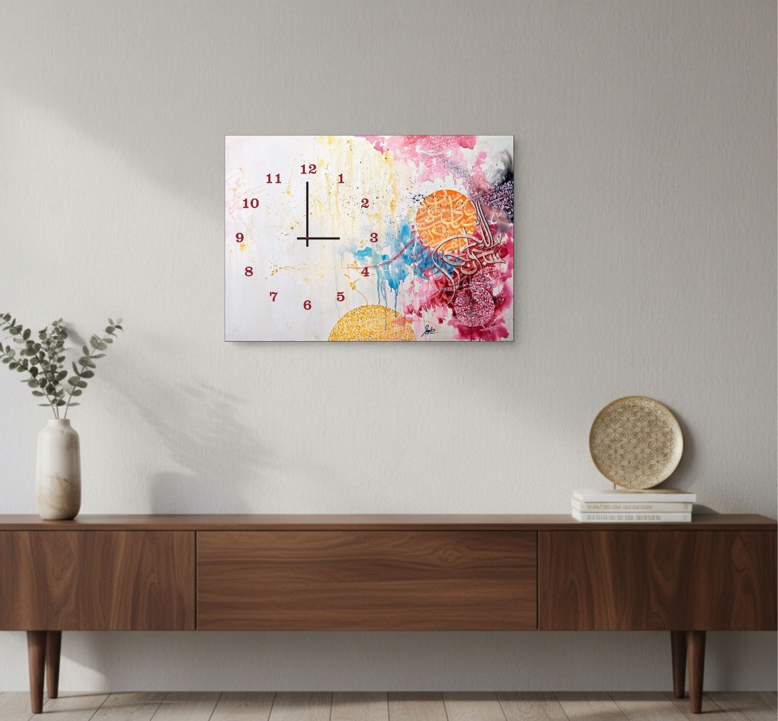 Abstract Science-Themed Wall Clock 12x16 Inch Digital Printed Wooden Decor with Brain and Scientific Art Design
