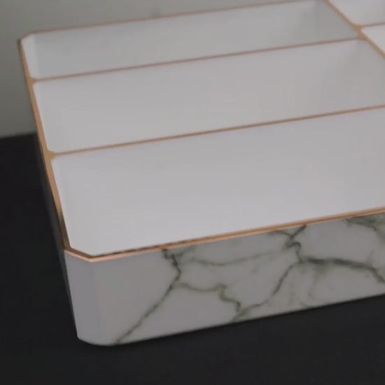 9 Compartment Marble Look Makeup Organiser for perfume holding and cosmetic products storage