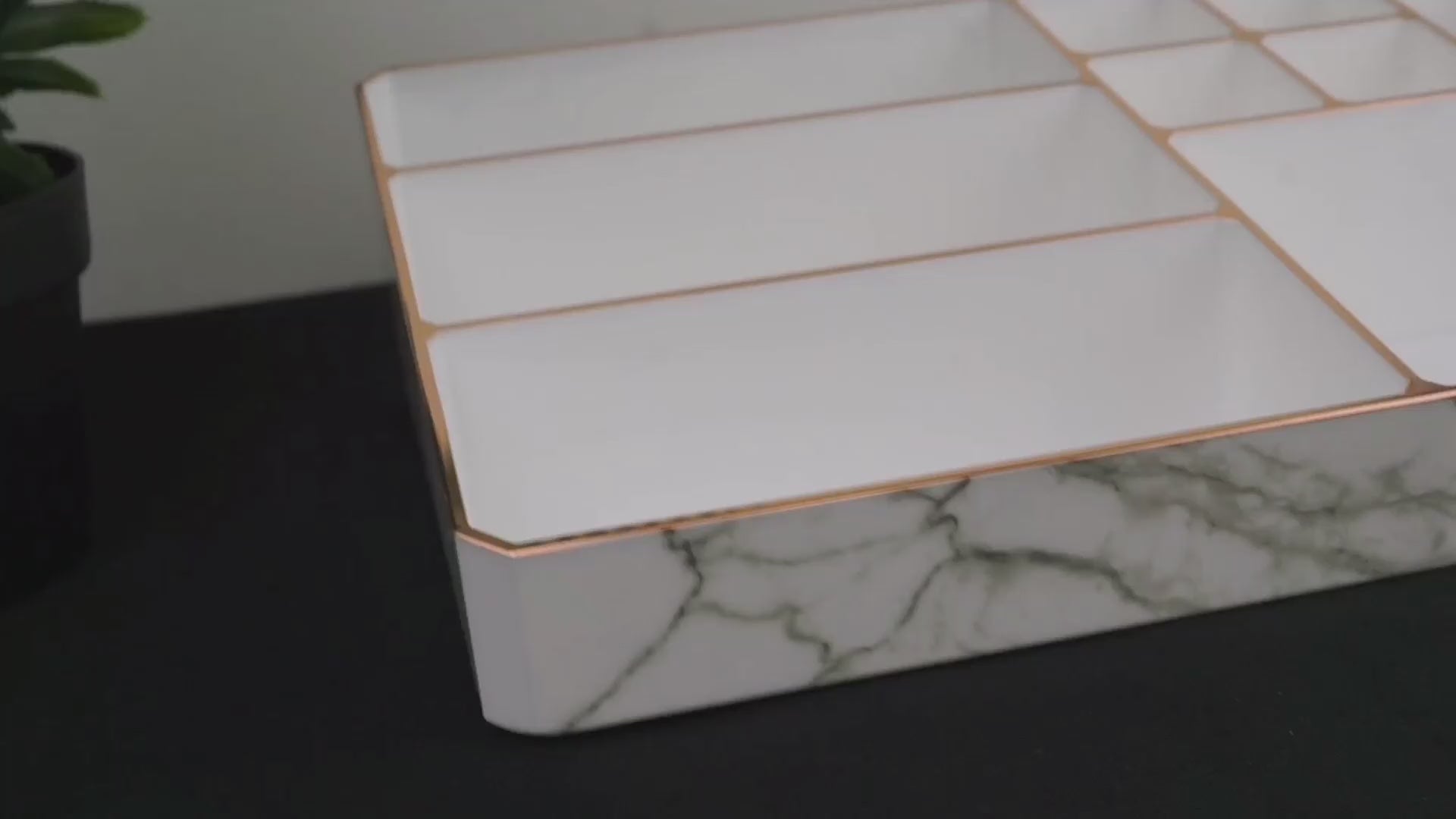 9 Compartment Marble Look Makeup Organiser for perfume holding and cosmetic products storage