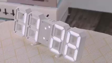 LED Digital Wall Clock with White Light Display, Alarm, and Snooze – Table or Wall Mount Clock for Home or Office

