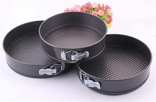 Set of 3 Nonstick Round Shape Cake Mould Baking Pans – Carbon Steel Black