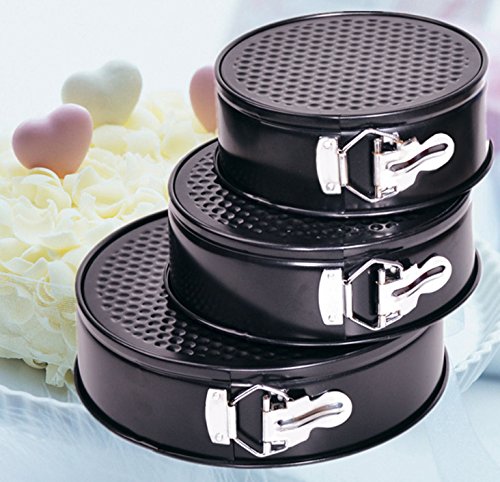 Set of 3 Nonstick Round Shape Cake Mould Baking Pans – Carbon Steel Black