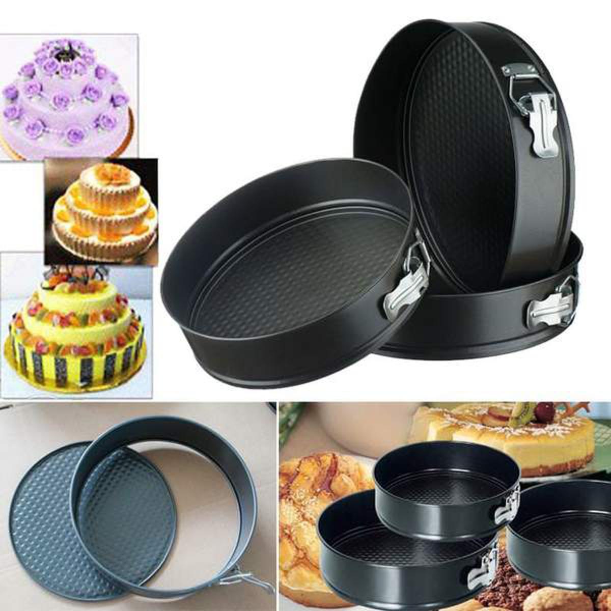 Set of 3 Nonstick Round Shape Cake Mould Baking Pans – Carbon Steel Black