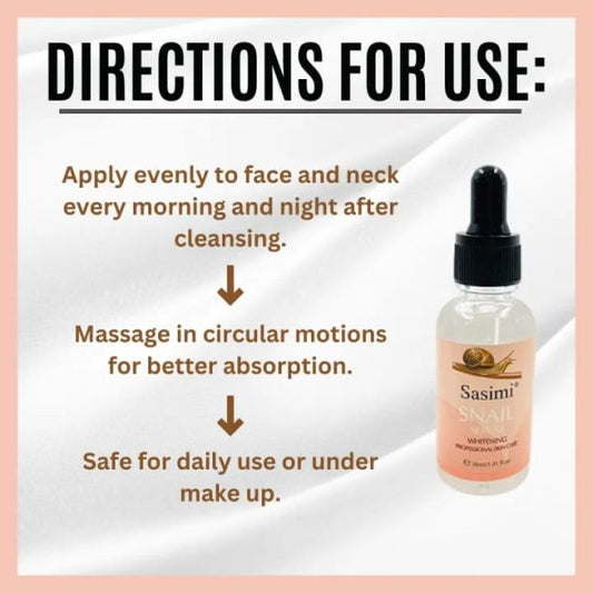 Sasimi Snail Serum | Anti-Aging, Whitening & Moisturizing Serum for Pores, Acne & Dark Spots – 30ml
