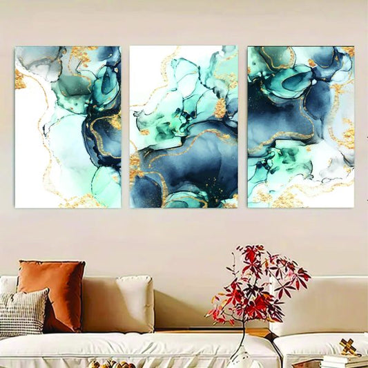 Set of 3 Flower Sticky Canvas Photo Tiles – Floral Wall Décor Frames with Wooden Backing, 8x11 Inches