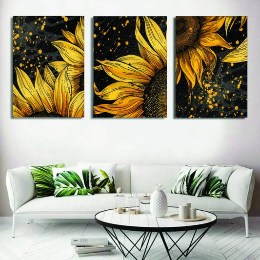 Set of 3 MDF Wooden Wall Frames with Sticky Back – 8x11 Inch Decorative Canvas Art for Living Room or Bedroom
