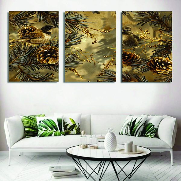 Set Of 3 Wall Art Wooden PhotoTile Frames – 8x11 Inches Sticky Canvas Wall Decor for Bedroom or Living Room