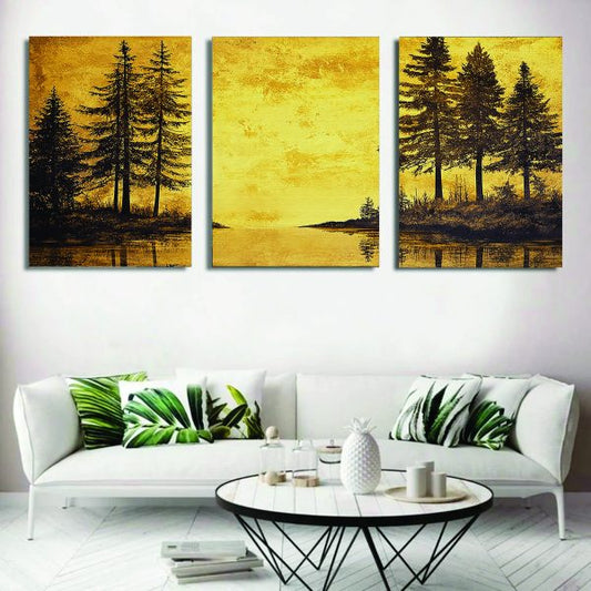 Set of 3 Wall Art Wooden Phototile Frames – 8x11 Inches MDF Sticky Canvas for Home Décor
