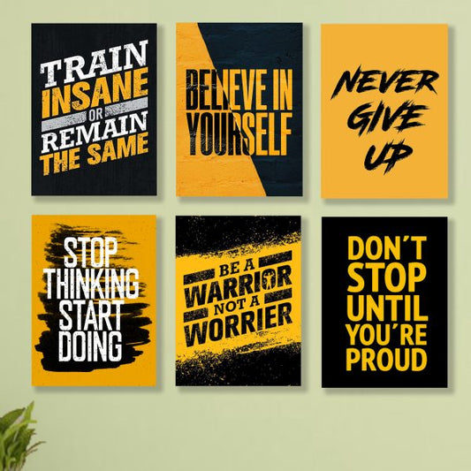  Set of 6 motivational wooden canvas frames, perfect for enhancing any home, office, or workspace. 