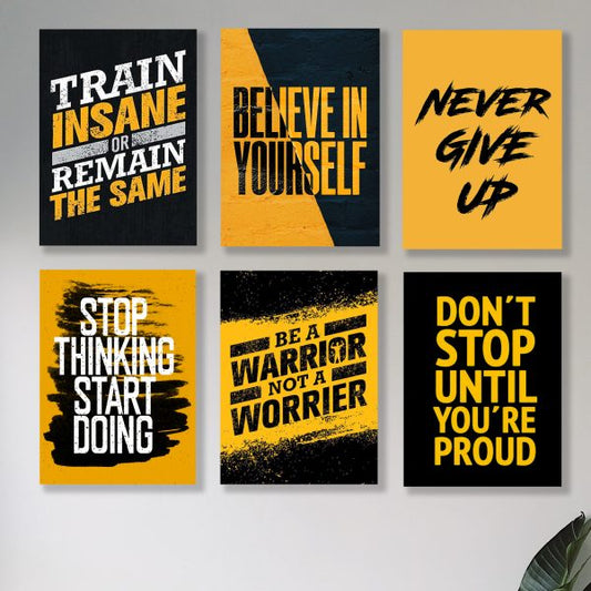  Set of 6 motivational wooden canvas frames, perfect for enhancing any home, office, or workspace. 