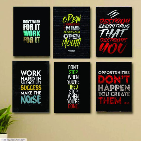 Set Of 6 Motivational Wooden Canvas Frames – 8x11 Sticky Phototiles For Wall Décor