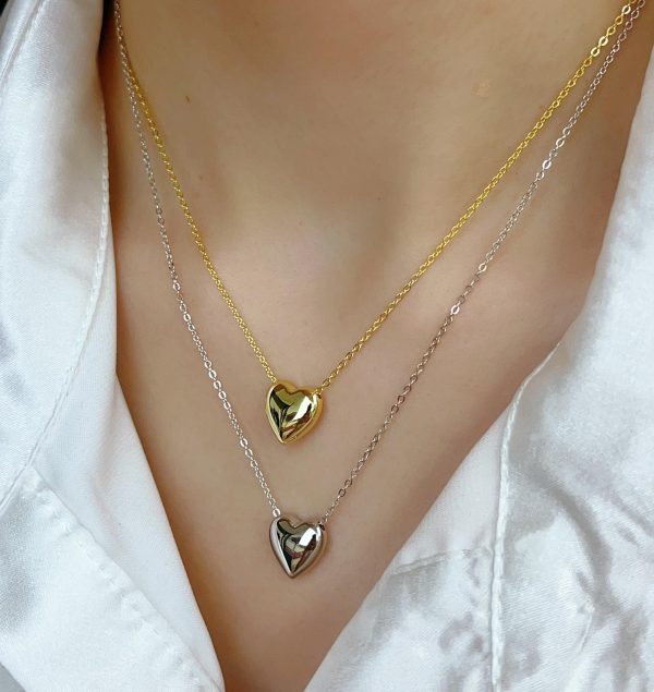 Stainless Steel Heart Shape Necklace – Elegant Love Pendant Jewelry for Girls and Women in Pakistan