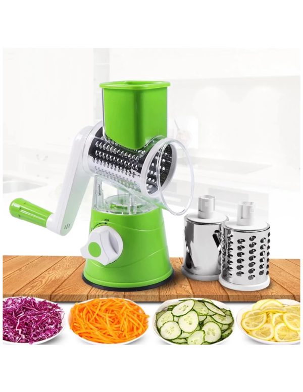 TableTop Drum Grater – Manual Vegetable Cutter Slicer and Grater – Multi-Functional Kitchen Gadget with Stainless Steel Blades