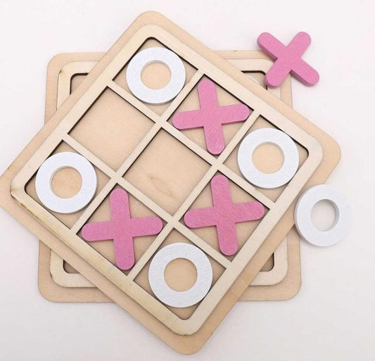 Wooden Tic-Tac-Toe Board Game – Classic XO Educational Strategy Game for Kids & Adults, Durable 30cm Wooden Board (Random Color)  
