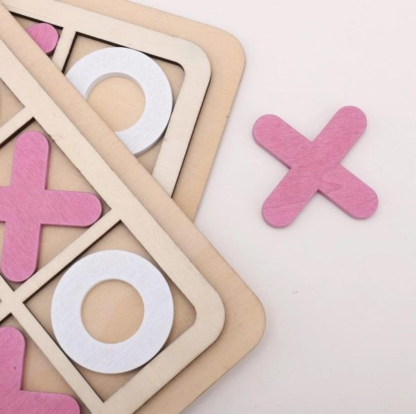 Wooden Tic-Tac-Toe Board Game – Classic XO Educational Strategy Game for Kids & Adults, Durable 30cm Wooden Board (Random Color)  
